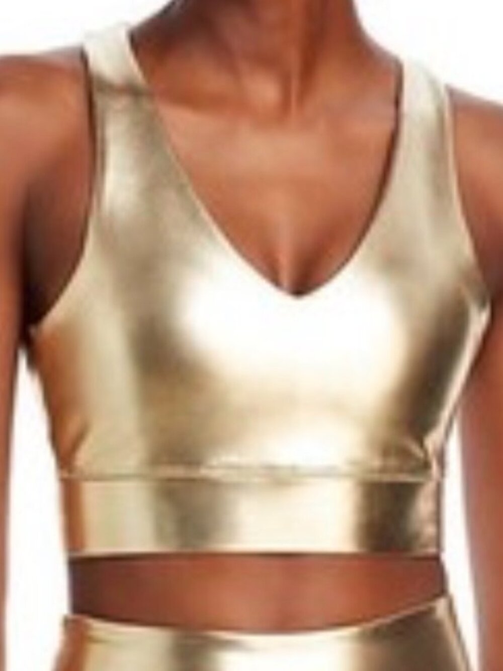Aqua x Venus Williams Gold Metallic Sports Bra XS V-Neck NWT Shine
